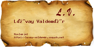Lévay Valdemár névjegykártya